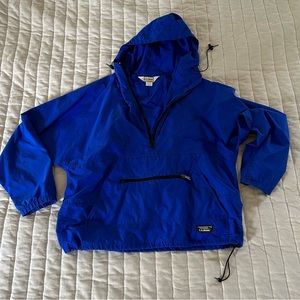 LL Bean Pull Over Wind Breaker Anorak blue waterproof Large L